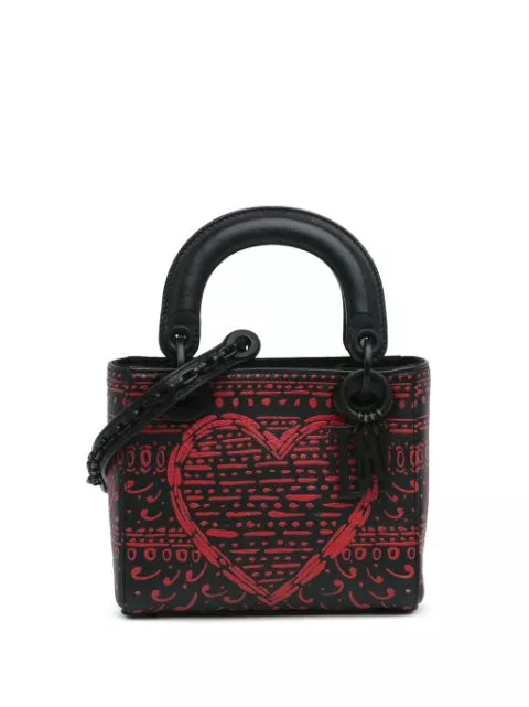 Christian Dior 2018 Mini Smooth Calfskin Painted Playing Card Heart and Clover Lady Dior satchel Women 0113