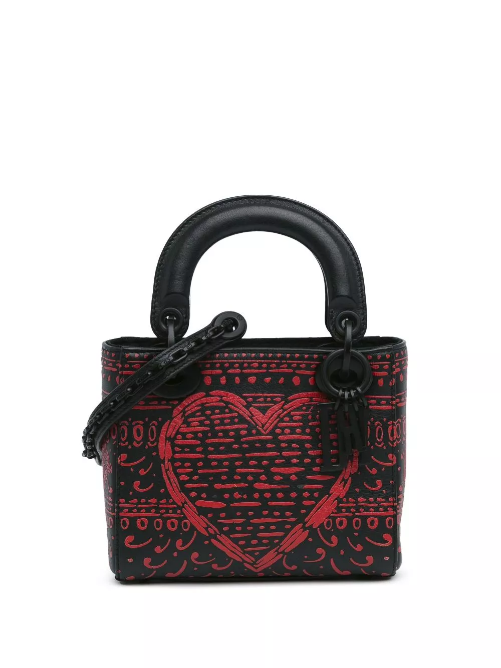 Affordable Christian Dior 2018 Mini Smooth Calfskin Painted Playing Card Heart and Clover Lady Dior satchel Women 0113